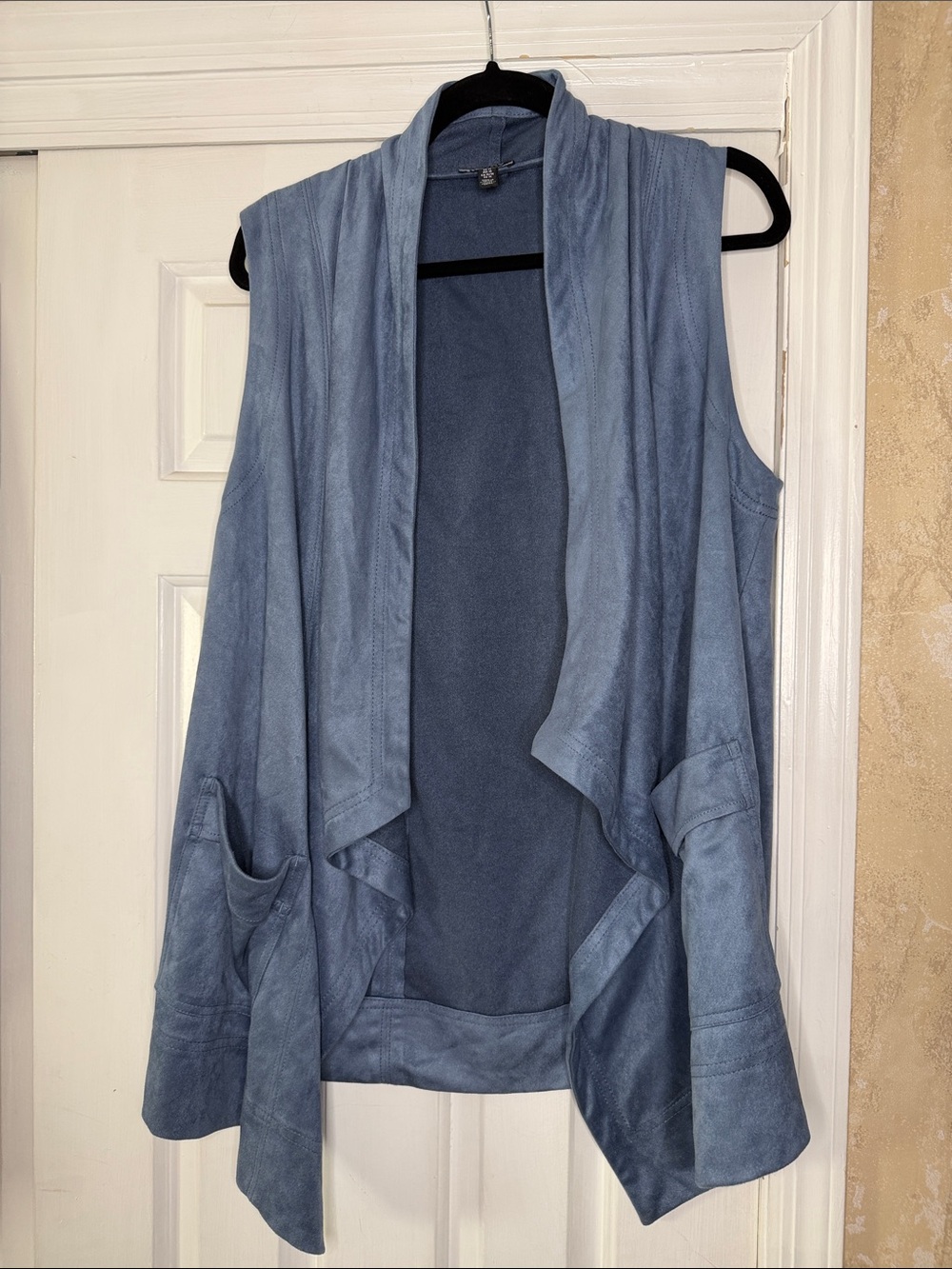 Jones New York Light Blue Sleeveless Draped Open-Front Vest